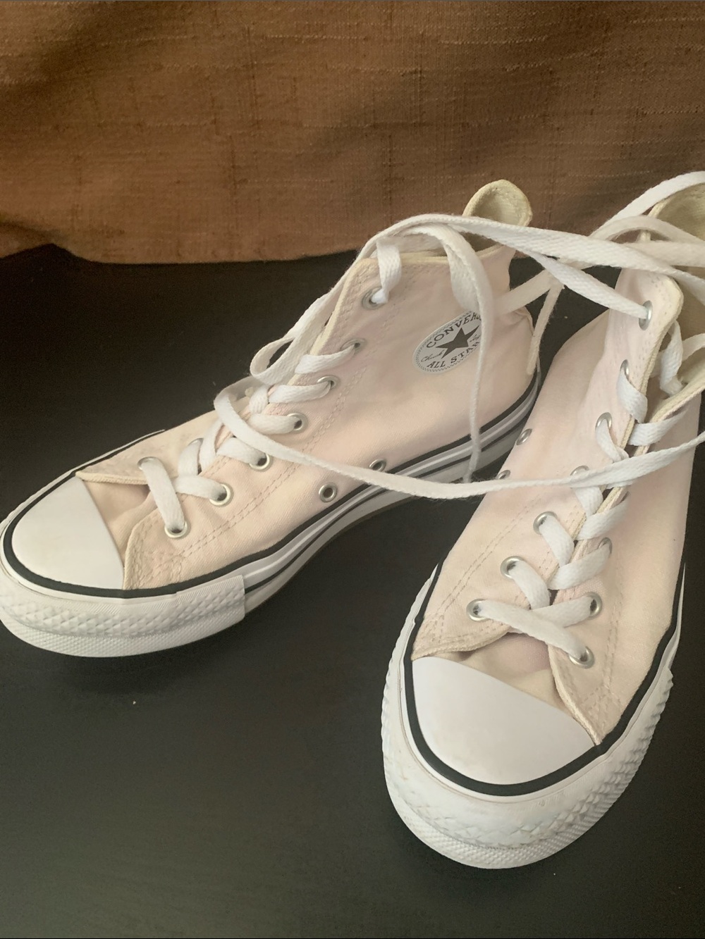 USED Converse High Top Sneakers - Pale Pink and White
